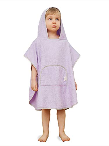 SIORO Kids Beach Towel Toddler Cotton Hooded Towels Boys Girls Bathroom Home Pool Shower Bath Robe Soft Cover Up Blue Shadow 26 Years