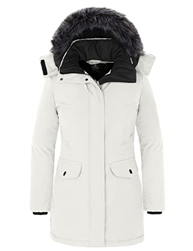 Wantdo Women39s Warm Winter Coat Long Thicken Puffer Jacket with Removable Fur Trimmed Hood