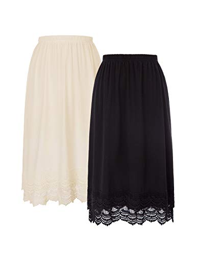 GRACE KARIN Knee Length Underskirt Double Lace Skirt Extender Half Slip