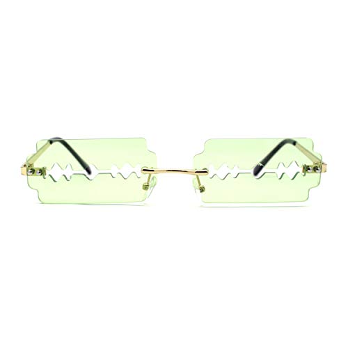 Razor Blade Shape Funky Hipster Rimless Sunglasses