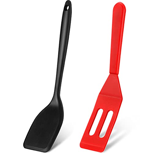 2 Pieces Mini Brownie Silicone Brownie Serving Spatula Flexible Nonstick Serve Turner HeatResistant Cookie Slotted Spatula for Flip Eggs in Small Frying Pan Cookie Batter Lemon Squares BakedBlack