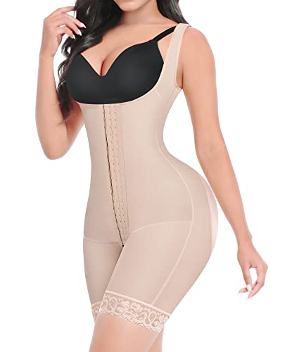 FeelinGirl Tummy Control Shapewear for Women BBL Fajas Post Surgery Compression Bodysuit Shaper with Open Crotch