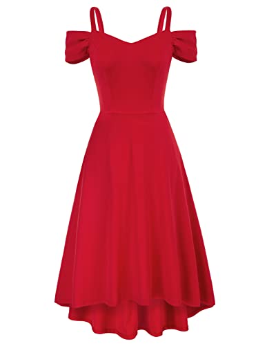 GRACE KARIN Women39s Cold Shoulder Cocktail Dress V Neck Elegant Midi Wedding Party Dress