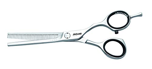 Professional ergonomic steel Jaguar Shears Silver Line CJ4 Plus 55 Inch Thinner for hair thinning texturizing cutting and trimming in salons and barbershops