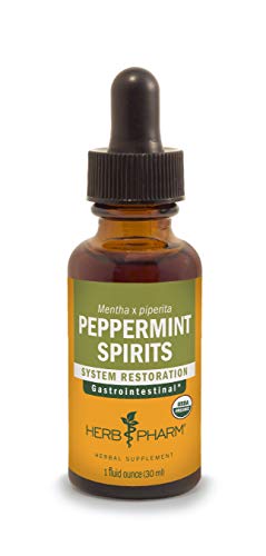 Herb Pharm Certified Organic Peppermint Spirits Liquid Extract Digestive System Support Blend with Essential Oil  1 Ounce