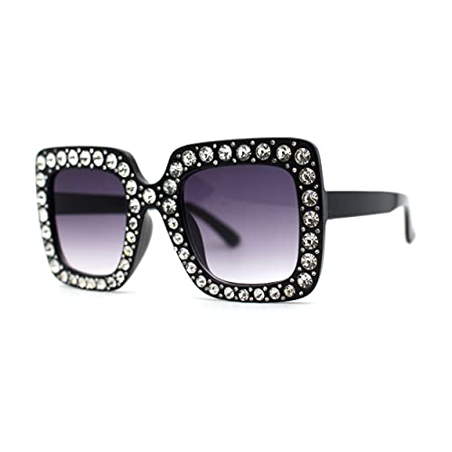 Kids Size Girls Bling Concave Engraving Iced Out Rectangular Butterfly Sunglasses