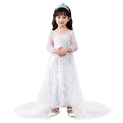 Dressy Daisy Girls39 Ice Princess Costumes Halloween Fancy Party Sequin Dress with Train Long Sleeve Blue Hot Pink White