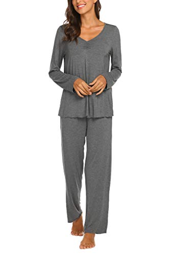 Ekouaer Women39s Pajama Set Long Sleeve Sleepwear Soft Loungewear Sets Pajamas Top and Pants Pjs SXXL