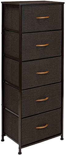 Sorbus Dresser Storage Tower Organizer for Closet Tall Dresser for Bedroom Chest Drawer for Clothes Hallway Living Room College Dorm Steel Frame Wood Top Fabric 5 Drawers BlackCharcoal