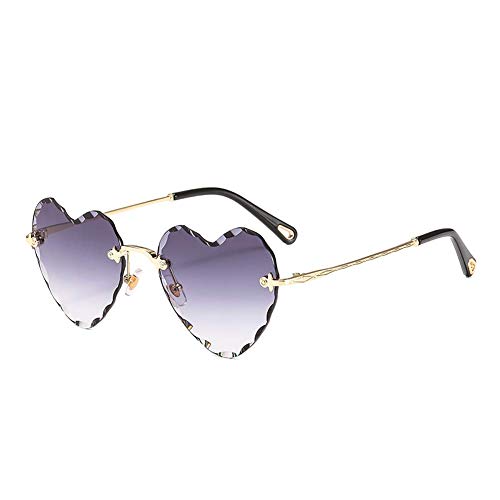 Heart Sunglasses Rimless Thin Metal Frame Heart Shaped Sun Glasses Cute Eyewear UV400 for Women