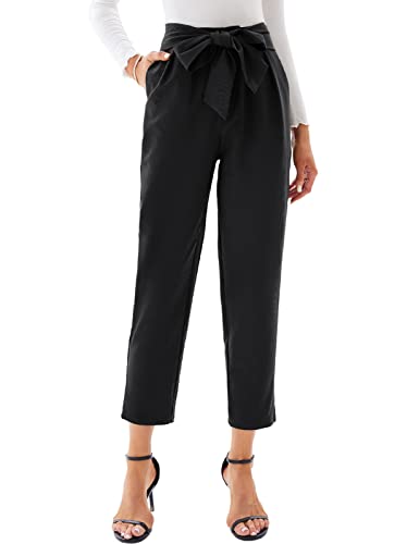 GRACE KARIN Women39s Cropped Paper Bag Waist Pants with Pockets Office Casual Slim Fit Pencil Pants for Work Trousers