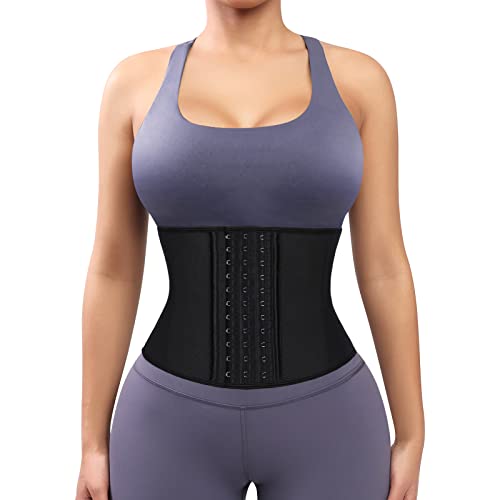 FeelinGirl Waist Trainer for Women Underbust Latex Corsets Hourglass Body Shaper Sport Girdle Workout Waist Cincher