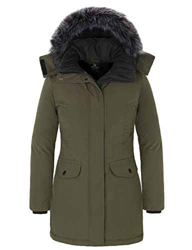 Wantdo Women39s Warm Winter Coat Long Thicken Puffer Jacket with Removable Fur Trimmed Hood