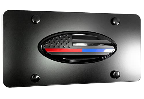 LFPartS Oval USA Black Flag Emblem Stainless Steel License Plate 12x6 Black