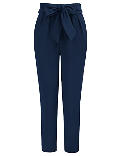 GRACE KARIN Women39s Cropped Paper Bag Waist Pants with Pockets Office Casual Slim Fit Pencil Pants for Work Trousers