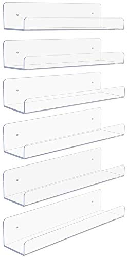 Sorbus Acrylic Wall Ledge Floating Shelf Rack Organizer Invisible Display Style for Books Figurine Picture Frame Storage Wall Mounted Shelves for Home Bathroom Nail Salon Spa