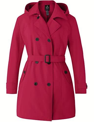 Wantdo Women39s Plus Size DoubleBreasted Trench Coat WaterRepellent Classic Lapel Overcoat Stylish Pea Coat with Belt