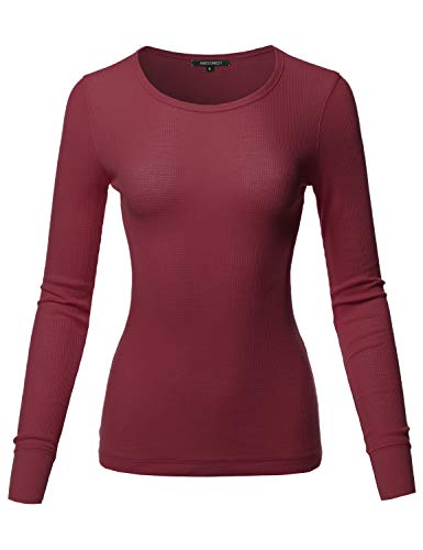 Made by Emma Women39s Casual Solid Basic Crew Neck Long Sleeves Thermal Top