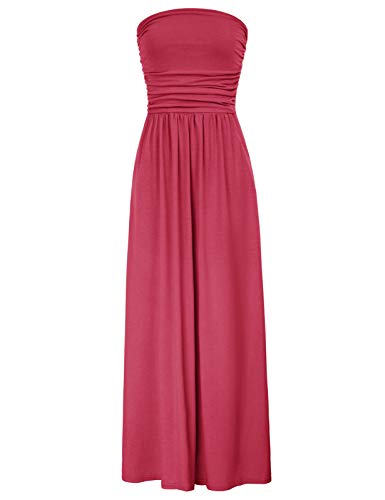 GRACE KARIN Women Strapless Casual Loose Ruched Long Maxi Dress with Pockets