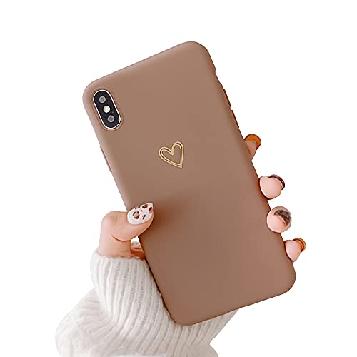 Ownest Compatible with iPhone X CaseiPhone Xs Case for Soft Liquid Silicone Gold Heart Pattern Slim Protective Shockproof Case for Women Girls for iPhone XXS CaseBlack