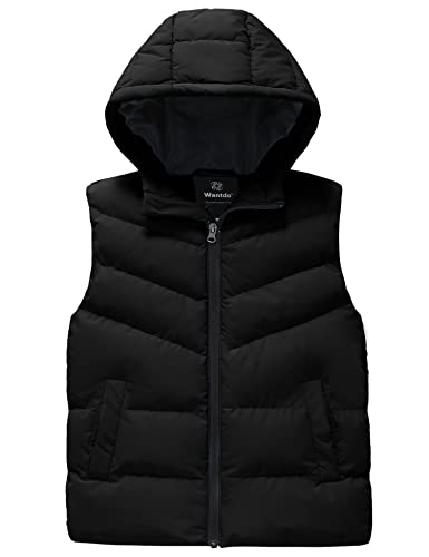 Thicker Puffer Vest Quilted Winter Coat Hooded Puffer Jacket Sleeveless Puffer Jacket for Boys by Wantdo