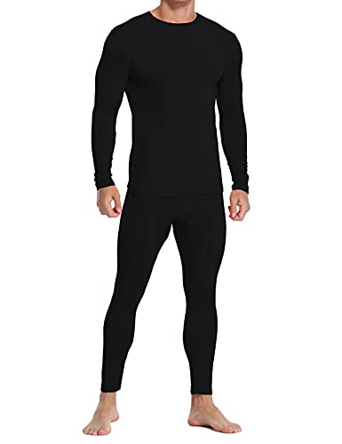 Coreal Mens Underwear Soft Thermal Wear for Men Crew Neck Long Johns Base Layer with Fleece Lined Top  Bottom Set