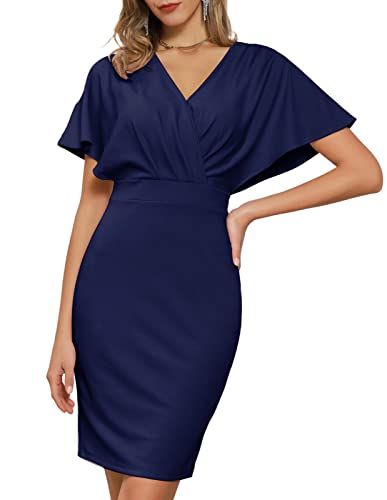 GRACE KARIN Women39s Ruched Dress Batwing Sleeve Elegant Work Office Pencil Dress