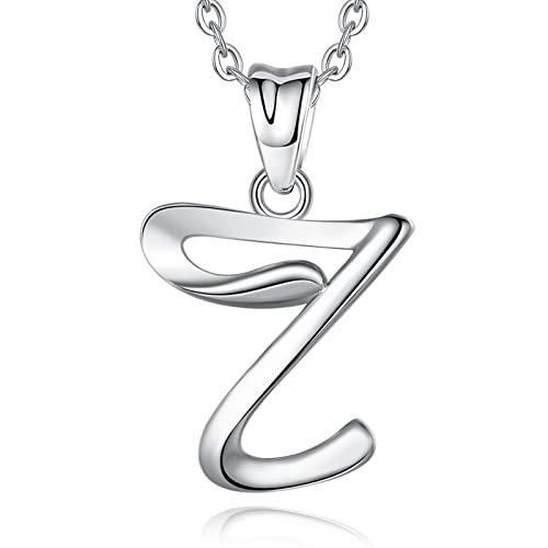 EUDORA Sterling Silver Initial Necklaces for Women Classic 26 Letter Neckless Gifts for Girls Sister Mother Daughter 18 inch Chain