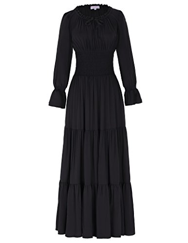 Womens RenaissanceInspired Pleated Maxi Dress with Long Sleeves Belle Poque