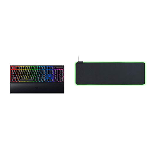 Razer BlackWidow V3 Mechanical Gaming Keyboard  Goliathus Extended Chroma Gaming Mousepad Bundle Yellow Mechanical Switches  Linear  Silent  Classic Black