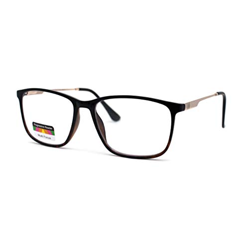 Mens Narrow Rectangular Spring Hinge 3Focal Progressive Reading Glasses