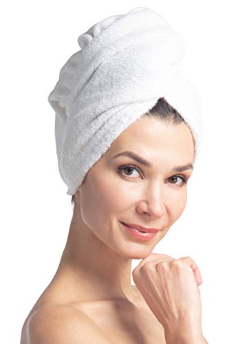 Fishers Finery Women39s Terry Headwrap Microfiber Hair Towel Terry from Bamboo Viscose 19 X 40 Inches 2 Pack