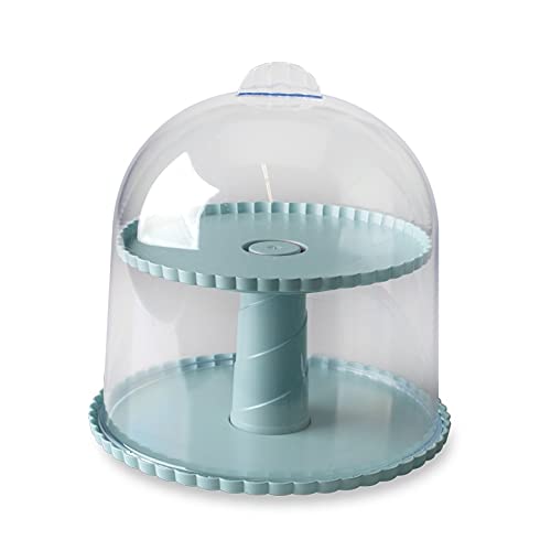 Nordic Ware Dessert Stand with Lid 10inch diameter Sea Glass base