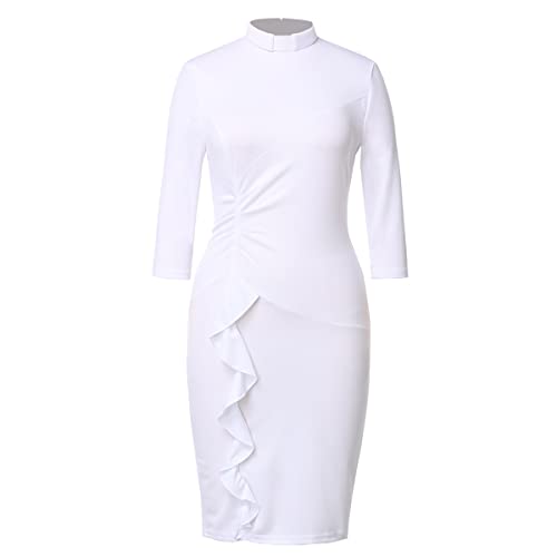 BLESSUME Catholic Church Women Clergy Tab Collar Dress Black Mass Pencil Dress