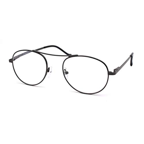 Mens Flat Top Bridge Metal Rim Round Pilots Reading Glasses