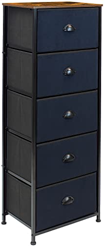 Sorbus Dresser Storage Tower Organizer for Closet Tall Dresser for Bedroom Chest Drawer for Clothes Hallway Living Room College Dorm Steel Frame Wood Top Fabric 5 Drawers BlackCharcoal