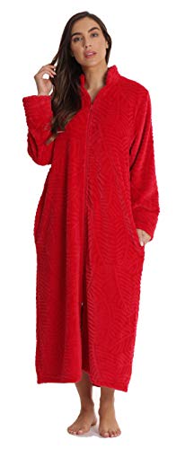 Just Love Plush Zipper Lounger Solid Robe