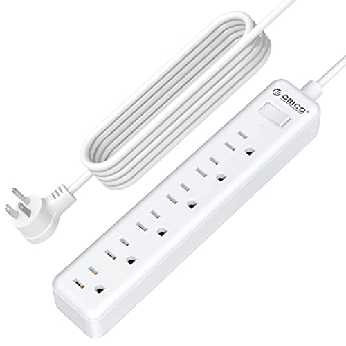 Flat Plug Power Strip ORICO Power Strip Flat Plug 175J Grounded 6 AC Multiple Outlets Power Strip with 5FT Extension Cord for Home Office Travel Computer Desktop  Phone Charging