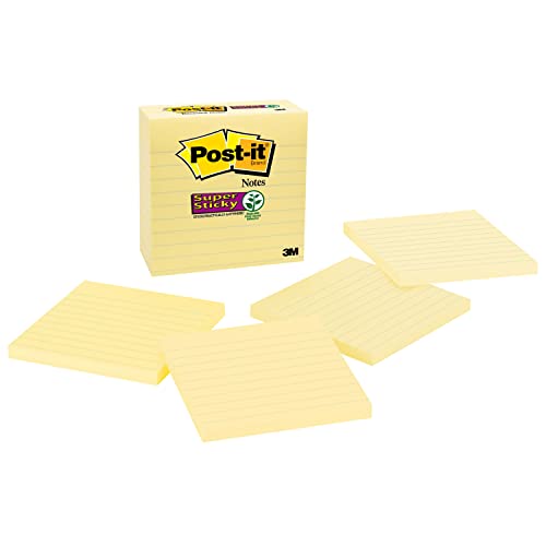 Sticky Notes Postit 4 in x 4 in 4 Pads Extra Sticky Twice as Sticky Canary Yellow Recyclable 6754SSCY