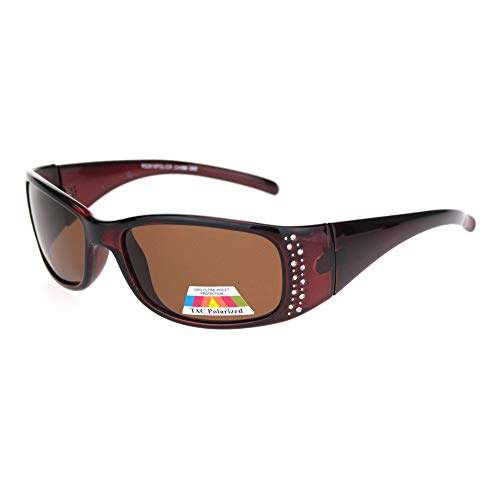 Womens Rhinestone Antiglare Polarized Chic Narrow Rectangular Sunglasses