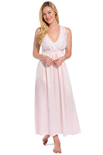 The Fishers Finery Womens Long Vintage Lace Nightgown is Crafted from 100 Mulberry Silk