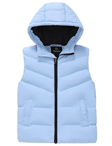 Thicker Puffer Vest Quilted Winter Coat Hooded Puffer Jacket Sleeveless Puffer Jacket for Boys by Wantdo