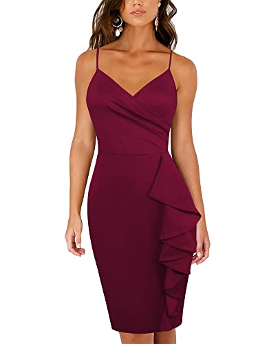 oxiuly Women39s V Neck Dinner Church Cocktail Bodycon Cami Dress Casual Pencil Dress Spaghetti Strap Sundress OX338