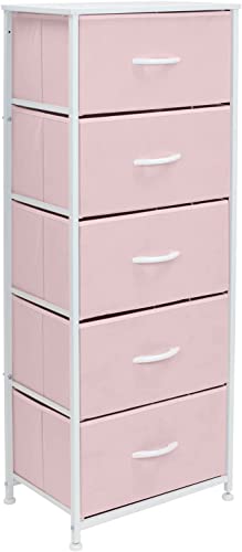 Sorbus Fabric Dresser for Kids Bedroom  Chest of 5 Drawers Tall Storage Tower Clothing Organizer for Closet for Playroom for Nursery Steel Frame Fabric Bins  Wood Handle Aqua