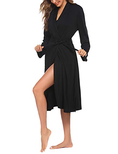 Ekouaer Women39s Sexy Robe for Hospital Womens Long Cotton Robes Knit Belt Maternity Bathrobe Lightweight Pockets SXXL