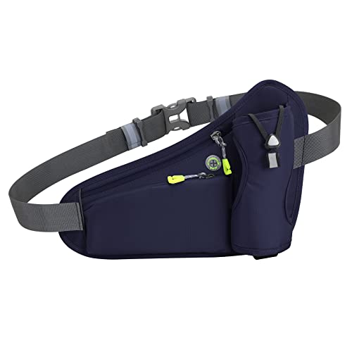 Ecupper Waist Bag with Bottle Holder for Men Hiking Belt Bag Fanny Pack Women Hip Bum Bag with Adjustable Elastic Band for Outdoors Running Dog Walking Traveling