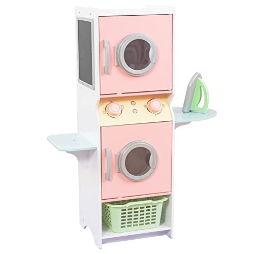 KidKraft Laundry Playset a Stackable Washer Dryer Iron and Basket in a Soft Pastel Finish a Fun Present for Kids Ages 3 and Up