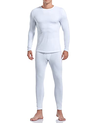 Coreal Mens Underwear Soft Thermal Wear for Men Crew Neck Long Johns Base Layer with Fleece Lined Top  Bottom Set