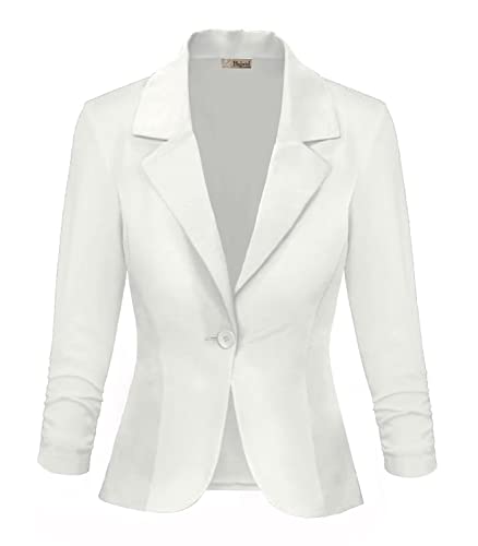 Hybrid Women39s Casual Work Office Notch Lapel Blazer Jacket Stretch Premium Nylon Ponte Made in USA