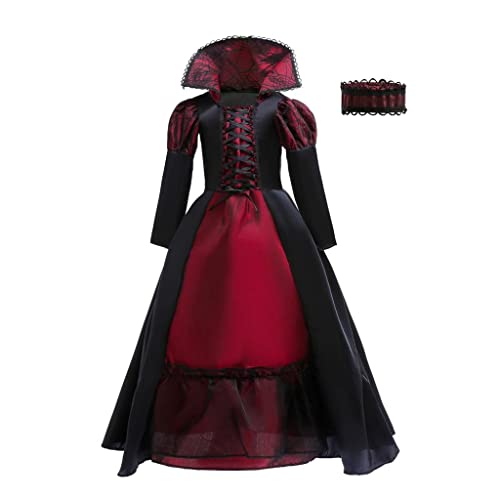 Dressy Daisy Little Girls Noble Medieval Royal Gothic Vampire Queen Halloween Costume Fancy Dress Up with Choker